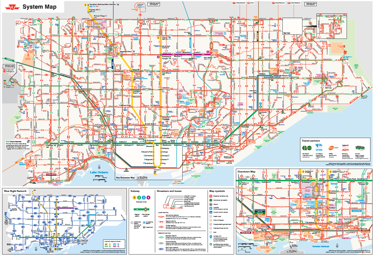 Ttcバス 列車 ストリートカー 運行経路 地図 見方 Pixel Toronto ピクセル トロント