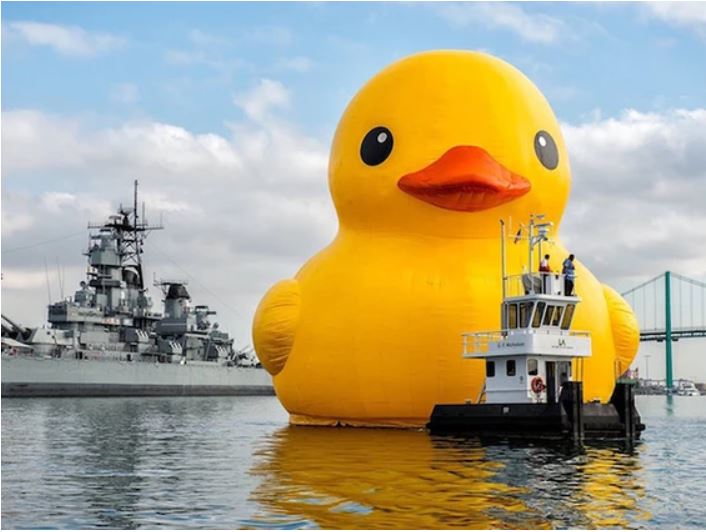 150th anniversary celebration with replica of giant duck.JPG