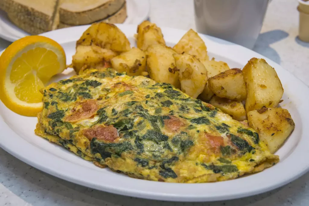 
1.-Donlands-Diner-omelette-the-spinach-goats-cheese-and-hot-house-tomato